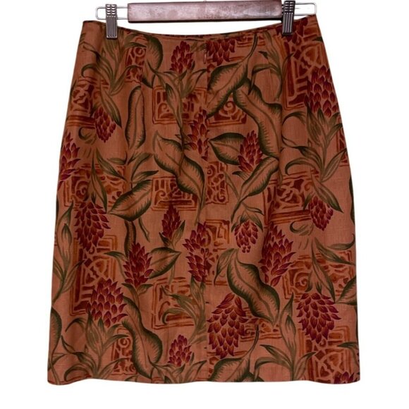 Tommy Bahama Women's Silk Tropical Floral Brown Short Skirt Cruise Beach Size 8 - Picture 2 of 8